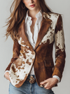 Blazer Écologique Vintage Imprimé Vache pour Femmes