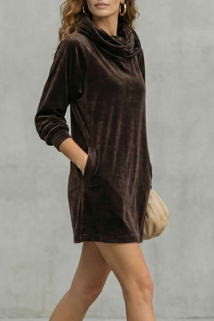 MORENA | ROBE MINI EN VELOURS À COL ROULE