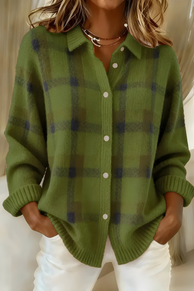 Camille | Cardigan Écossais Boutonné