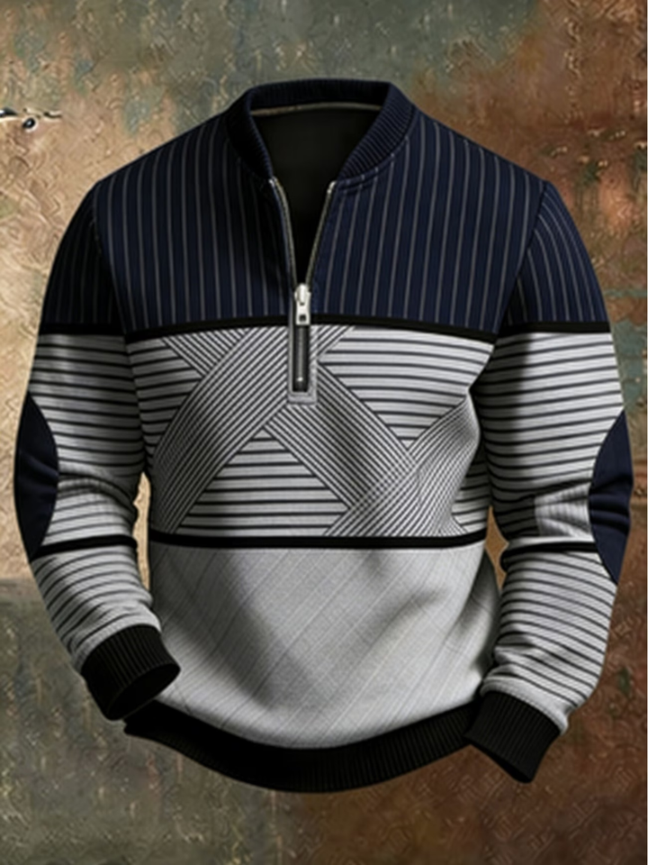 Pull Élégant pour Hommes avec Demi-Fermeture Éclair