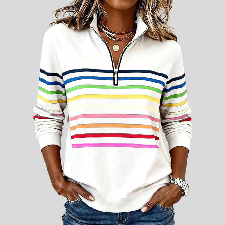 Isabelle™ | Sweat-shirt à col zippé coloré à rayures