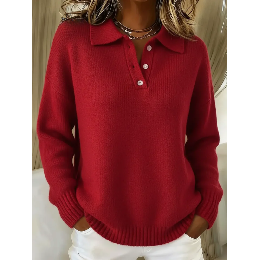 Aline | Pull Col Polo Boutonné