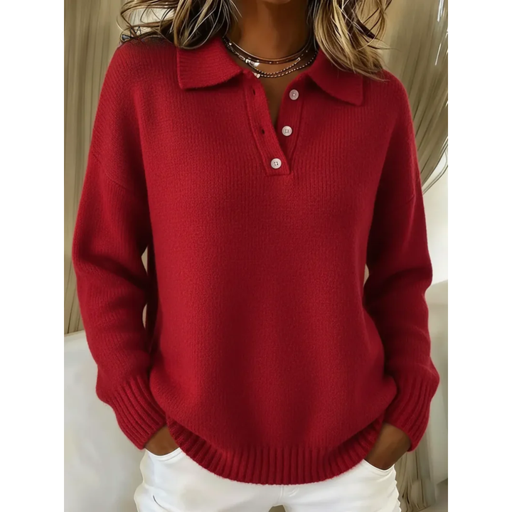 Aline | Pull Col Polo Boutonné