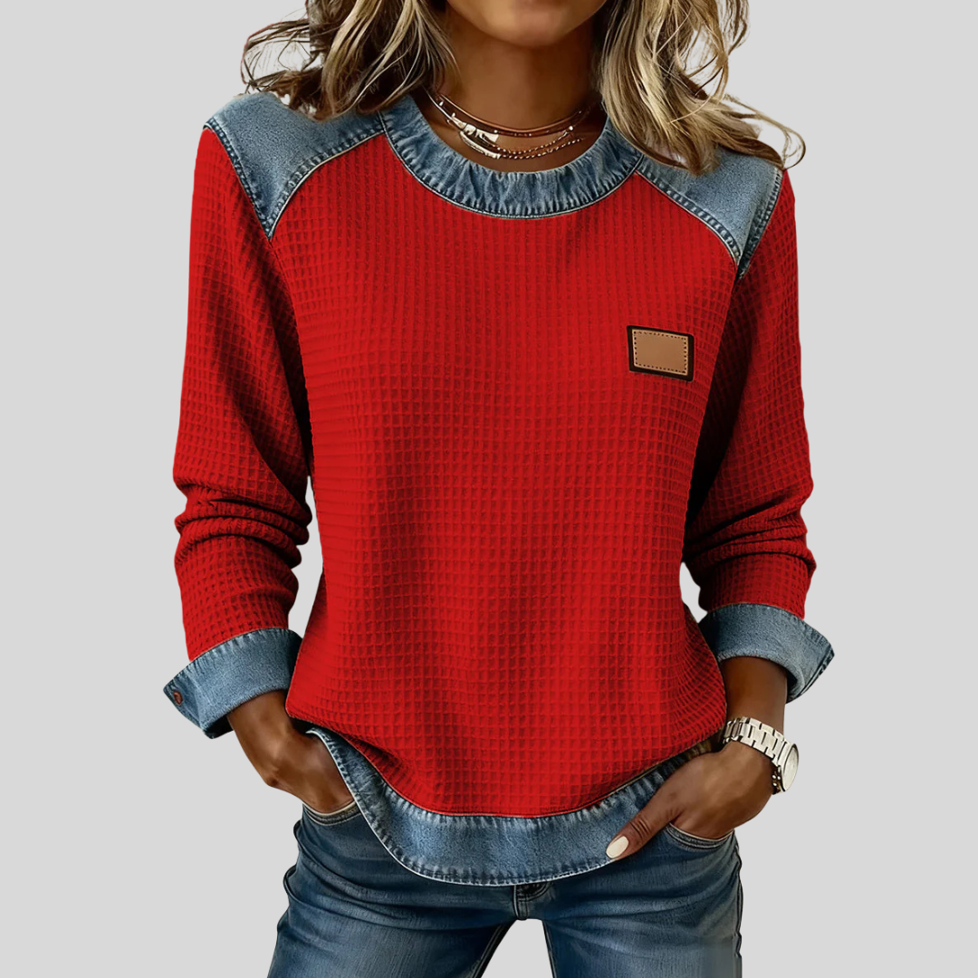 Sophie™ | Sweat-shirt en Waffle Design Patchwork