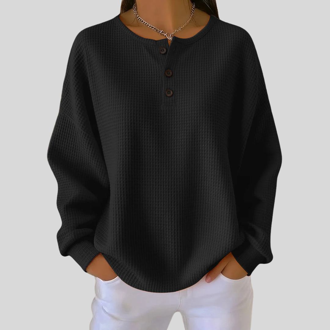 Sylvie™ | Sweat-shirt Henley Décontracté