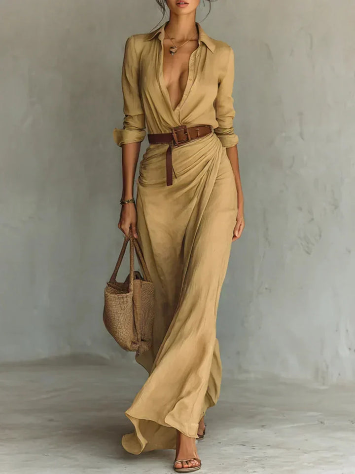 Camila | Robe Maxi Enveloppante avec Col