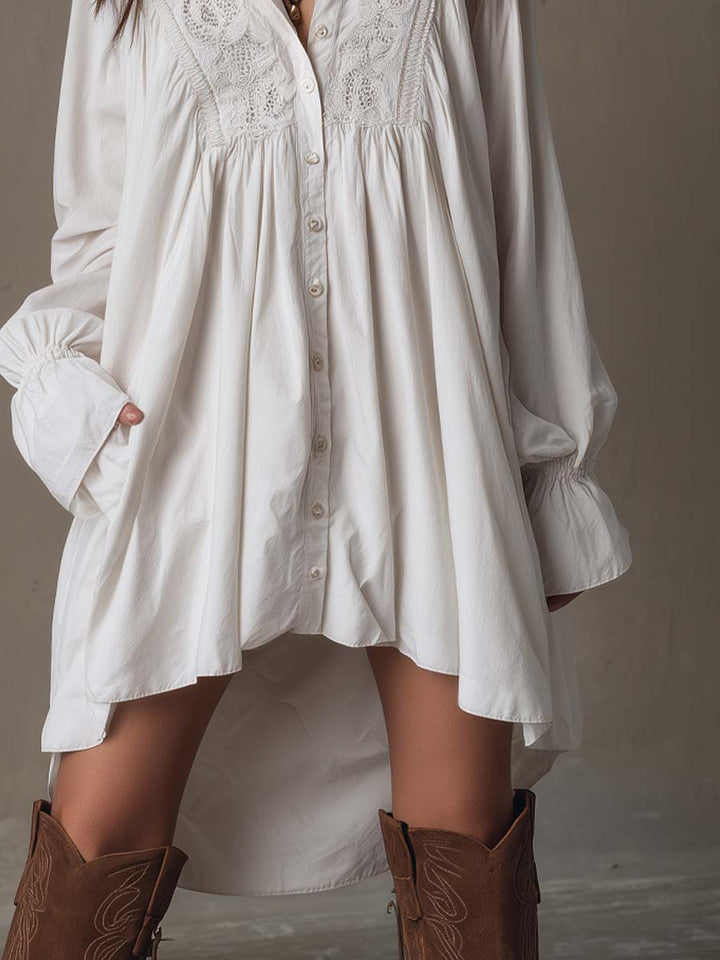 Lucia | Robe Chemise Détail en Dentelle