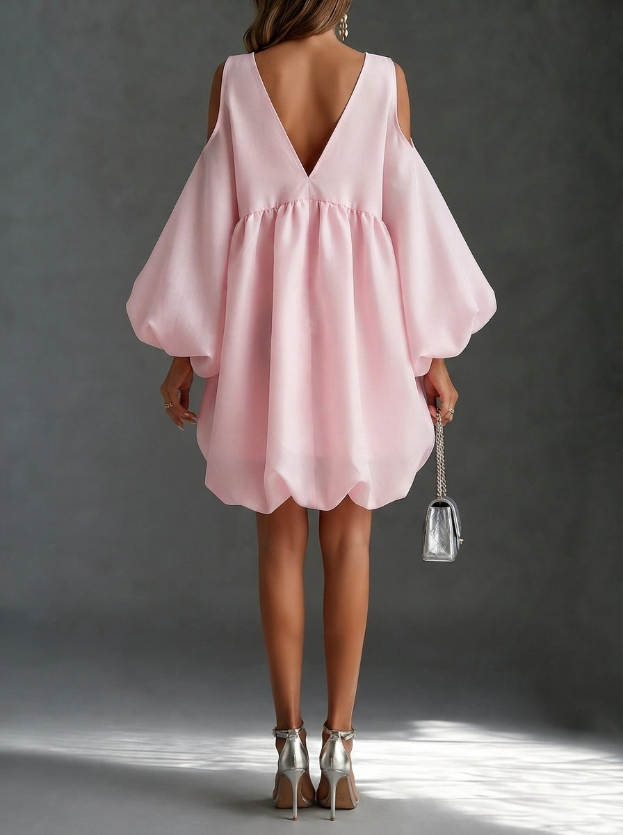 Verbena | Robe de fête Babydoll en Chiffon avec Épaules Dégagées