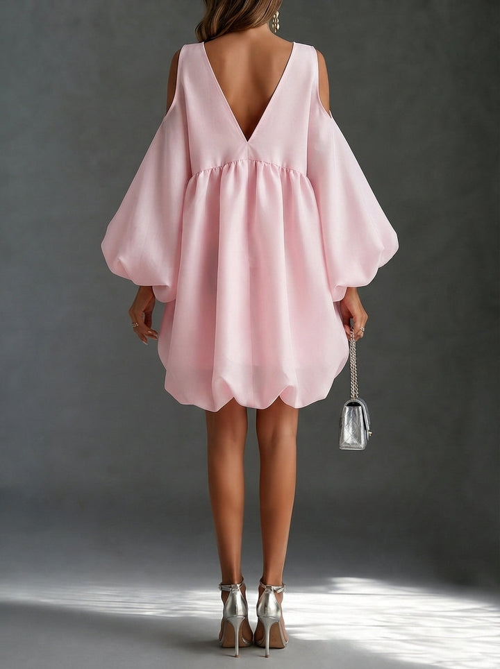 Verbena | Robe de fête Babydoll en Chiffon avec Épaules Dégagées
