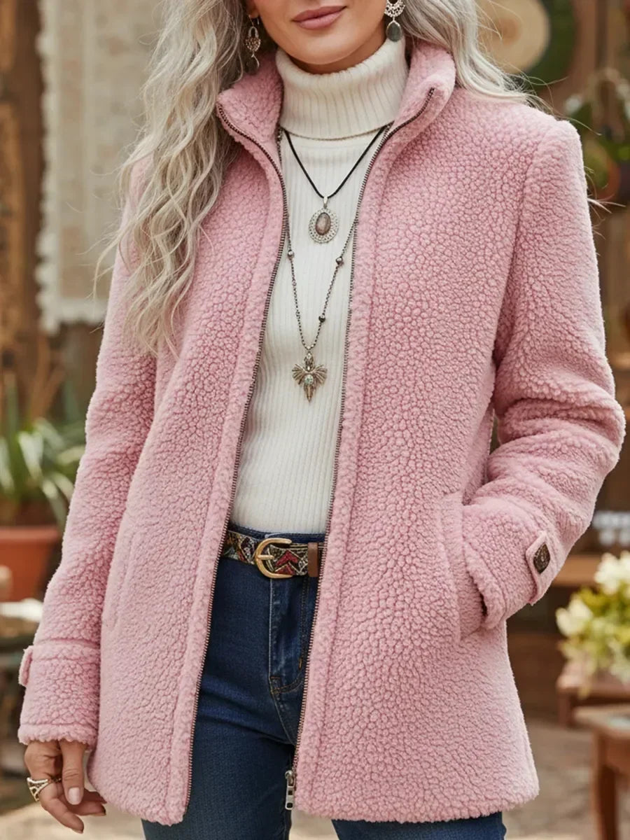 Prisca | Veste Zippée Col Montant Effet Laine