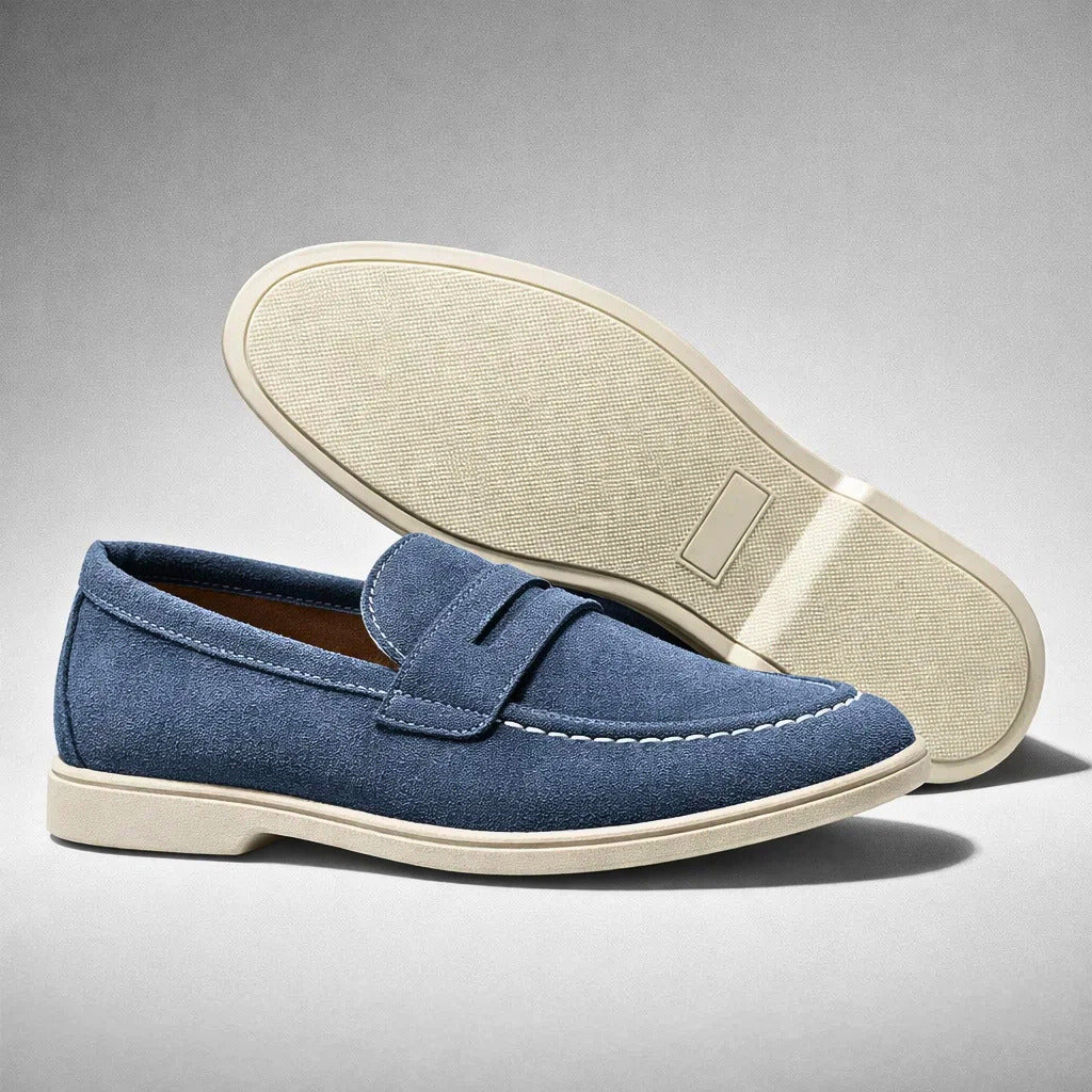 MOCASSINS EN SUÈDE MARINO