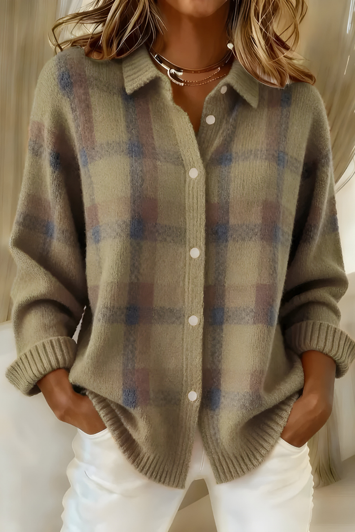 Camille | Cardigan Écossais Boutonné