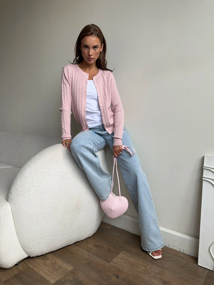 Élise | Cardigan boutonné en maille torsadée