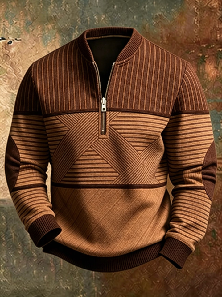 Pull Élégant pour Hommes avec Demi-Fermeture Éclair