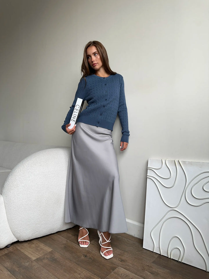 Élise | Cardigan boutonné en maille torsadée