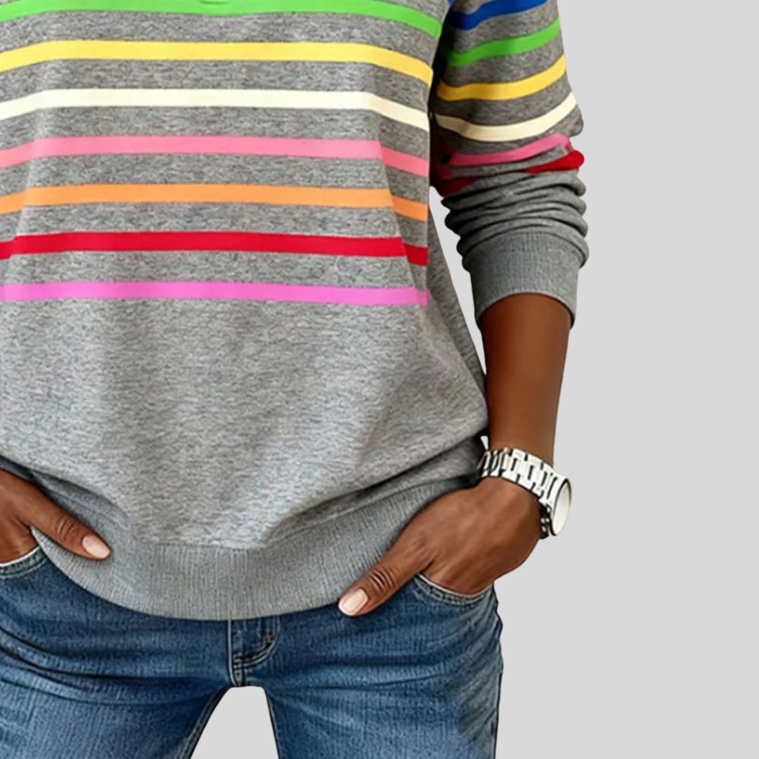 Isabelle™ | Sweat-shirt à col zippé coloré à rayures