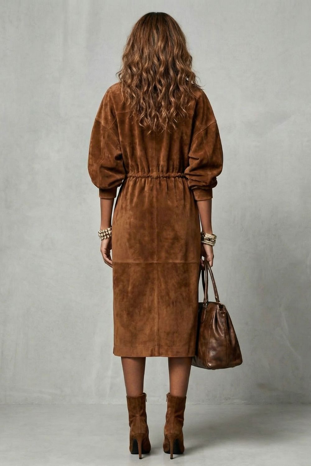 ZANETTA | ROBE MIDI À TAILLE À CORDON – ZIP