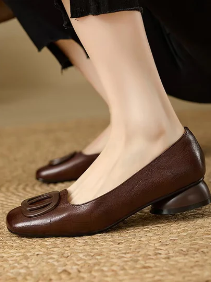 Ballerines en Cuir Bout Carré Margot