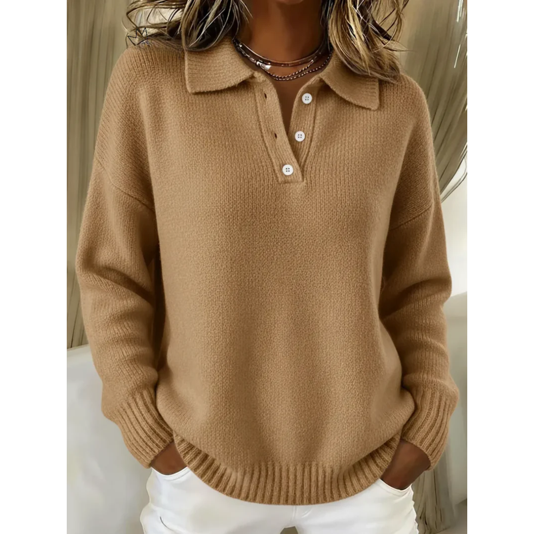 Aline | Pull Col Polo Boutonné