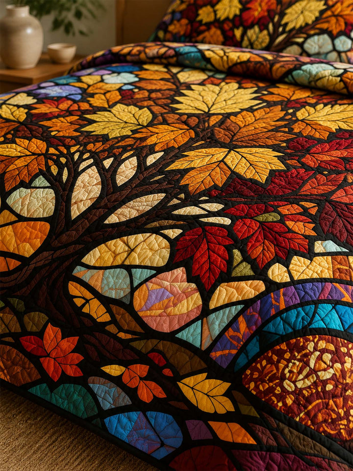 Ensemble de literie matelassé 3 pièces Arbre de Vie Automne