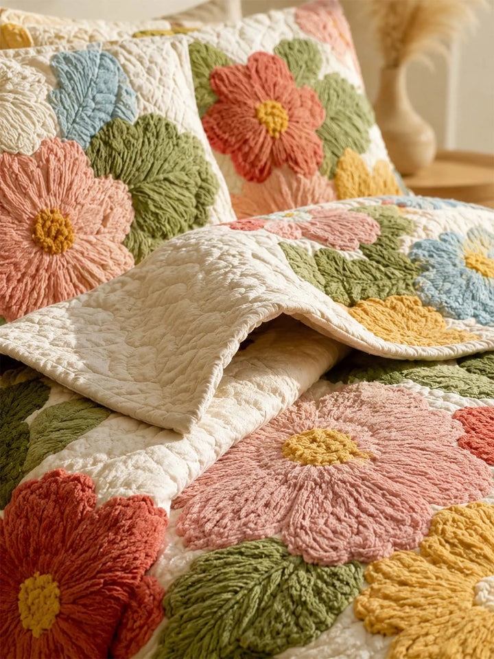 Ensemble de literie matelassé floral Cottage Garden en 3 pièces