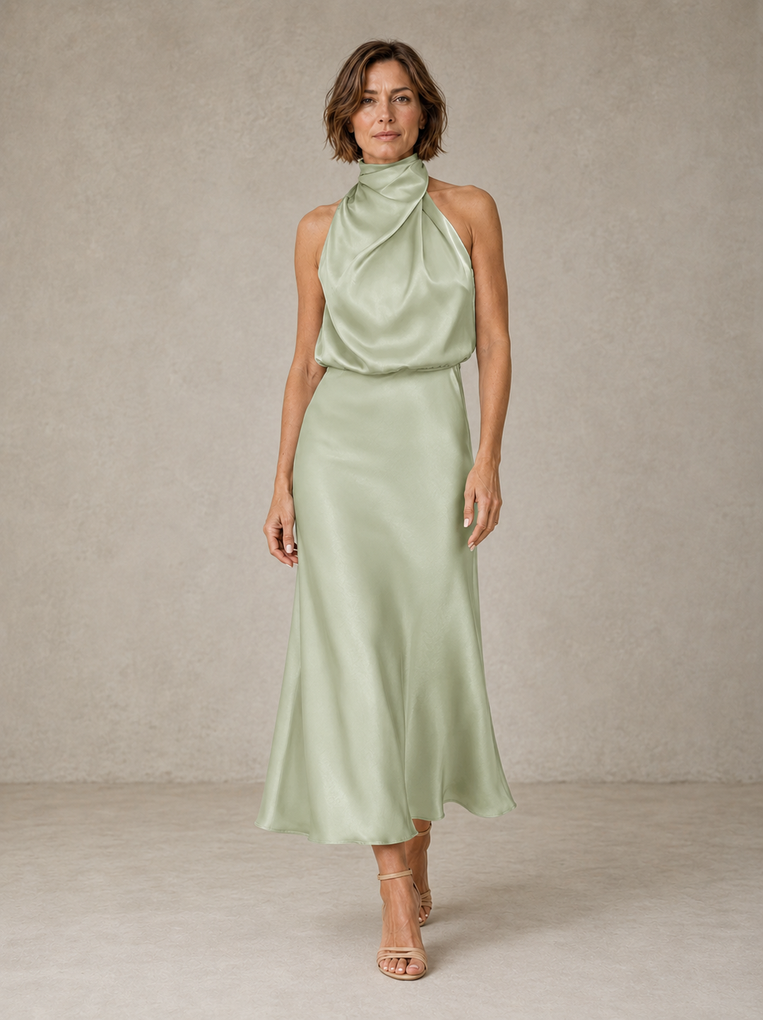 Harper | Robe de Soirée Satinée à Col Halter