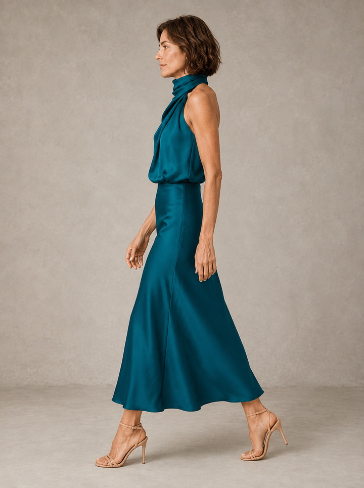 Harper | Robe de Soirée Satinée à Col Halter