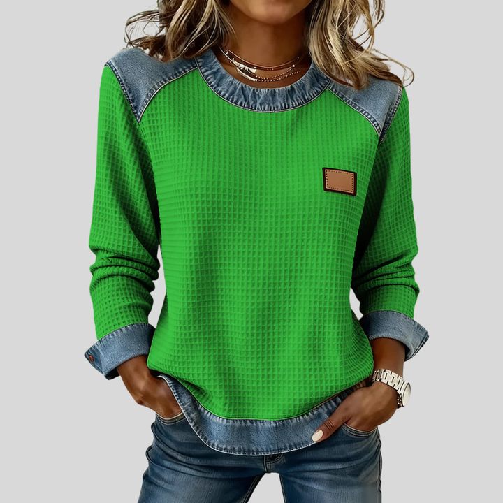 Sophie™ | Sweat-shirt en Waffle Design Patchwork