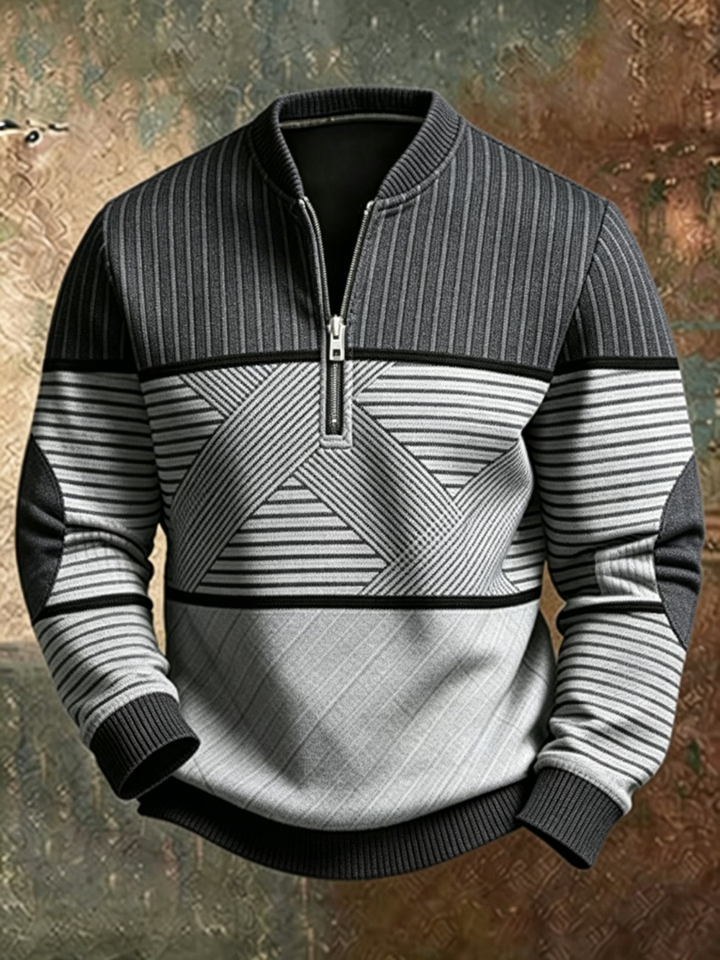 Pull Élégant pour Hommes avec Demi-Fermeture Éclair