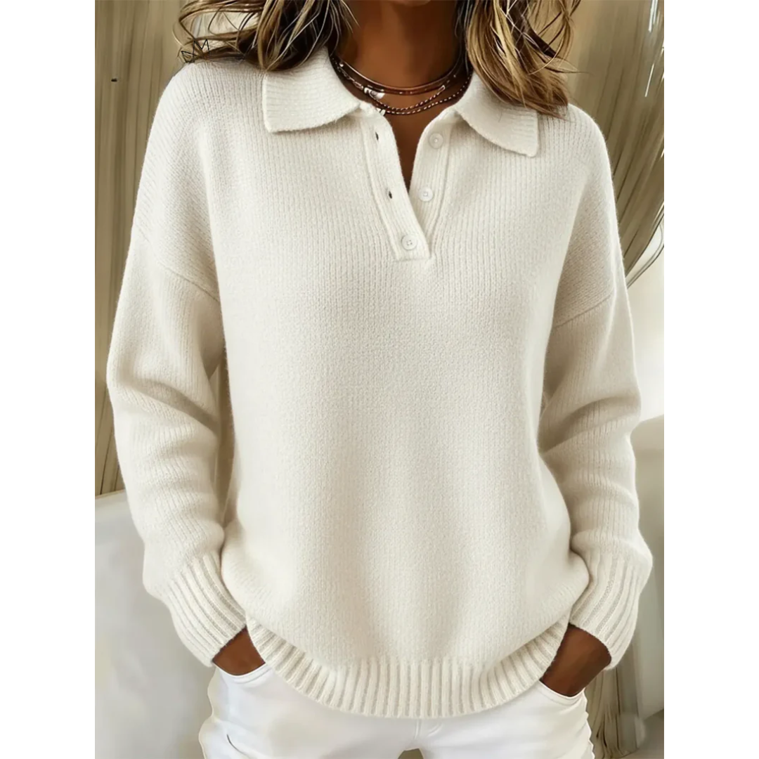 Aline | Pull Col Polo Boutonné