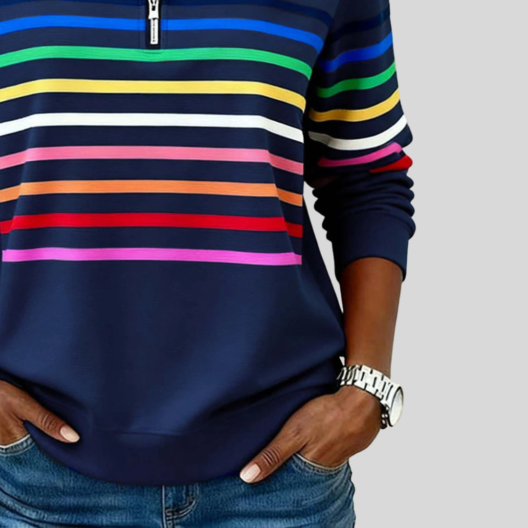 Isabelle™ | Sweat-shirt à col zippé coloré à rayures