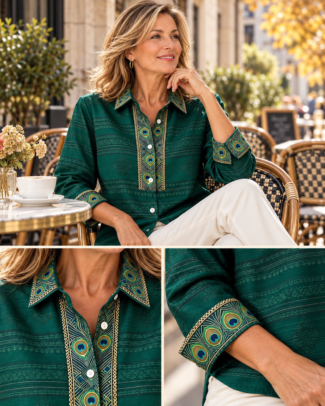 Émeraude™ | Chemise élégante aux détails paon