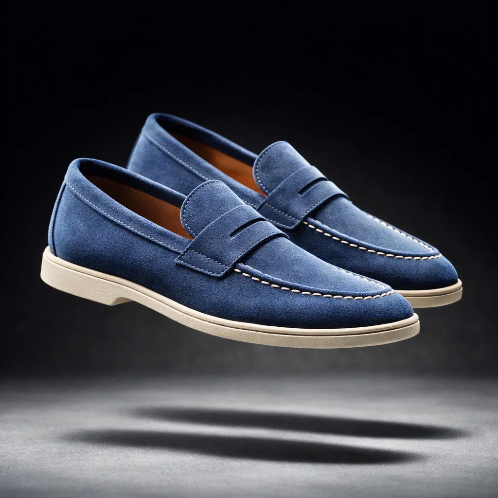 MOCASSINS EN SUÈDE MARINO