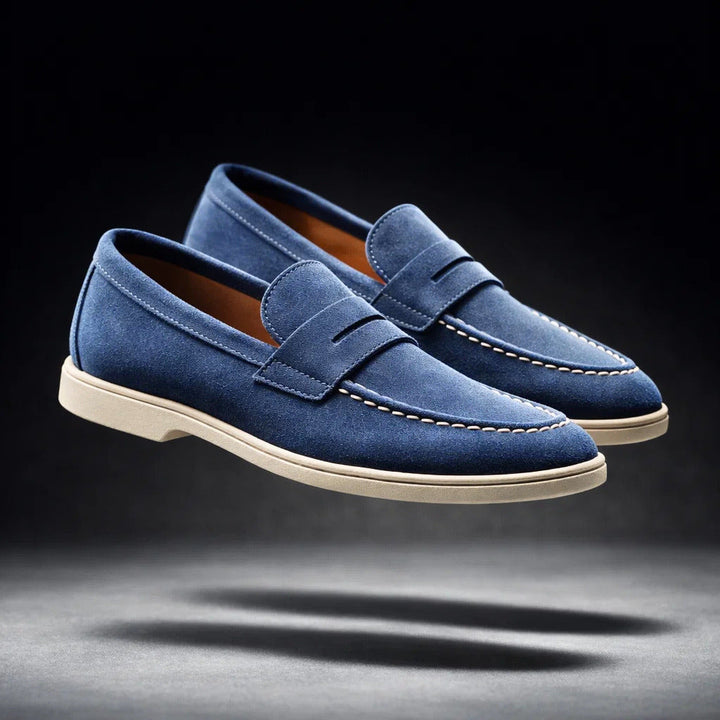MOCASSINS EN SUÈDE MARINO