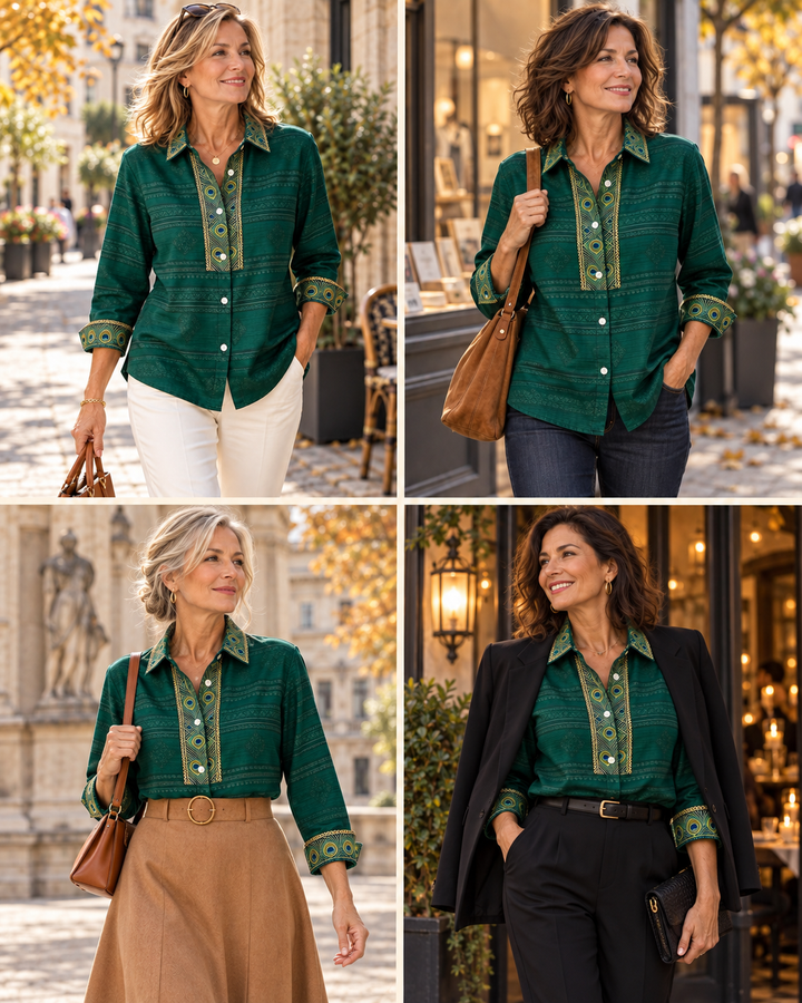 Émeraude™ | Chemise élégante aux détails paon