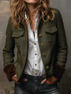Blazer Vintage à Rayures Chevron avec Détails Contrastants pour Femmes