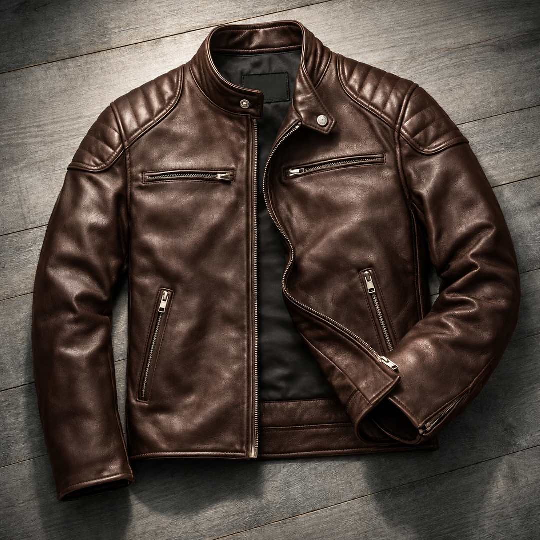 Maddox | Blouson biker en cuir vintage