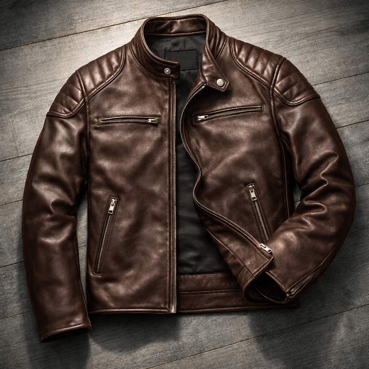 Maddox | Blouson biker en cuir vintage