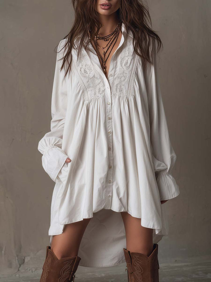 Lucia | Robe Chemise Détail en Dentelle