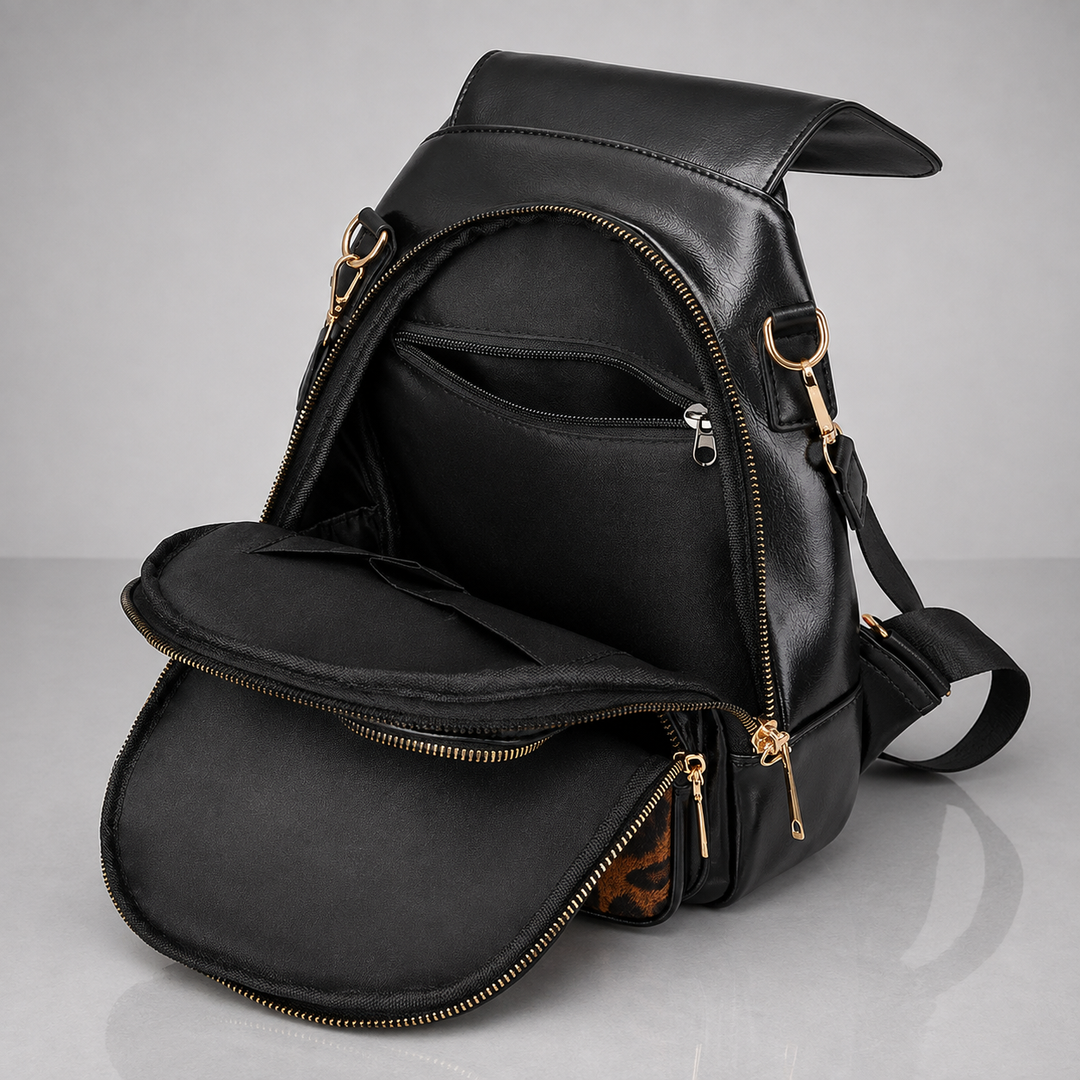 SAC À DOS EN CUIR LÉOPARD LILIAN