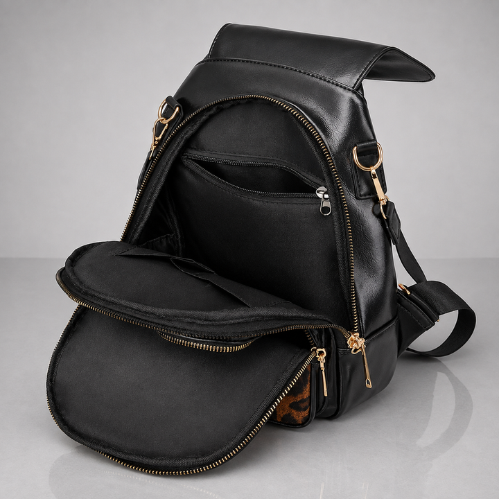 SAC À DOS EN CUIR LÉOPARD LILIAN