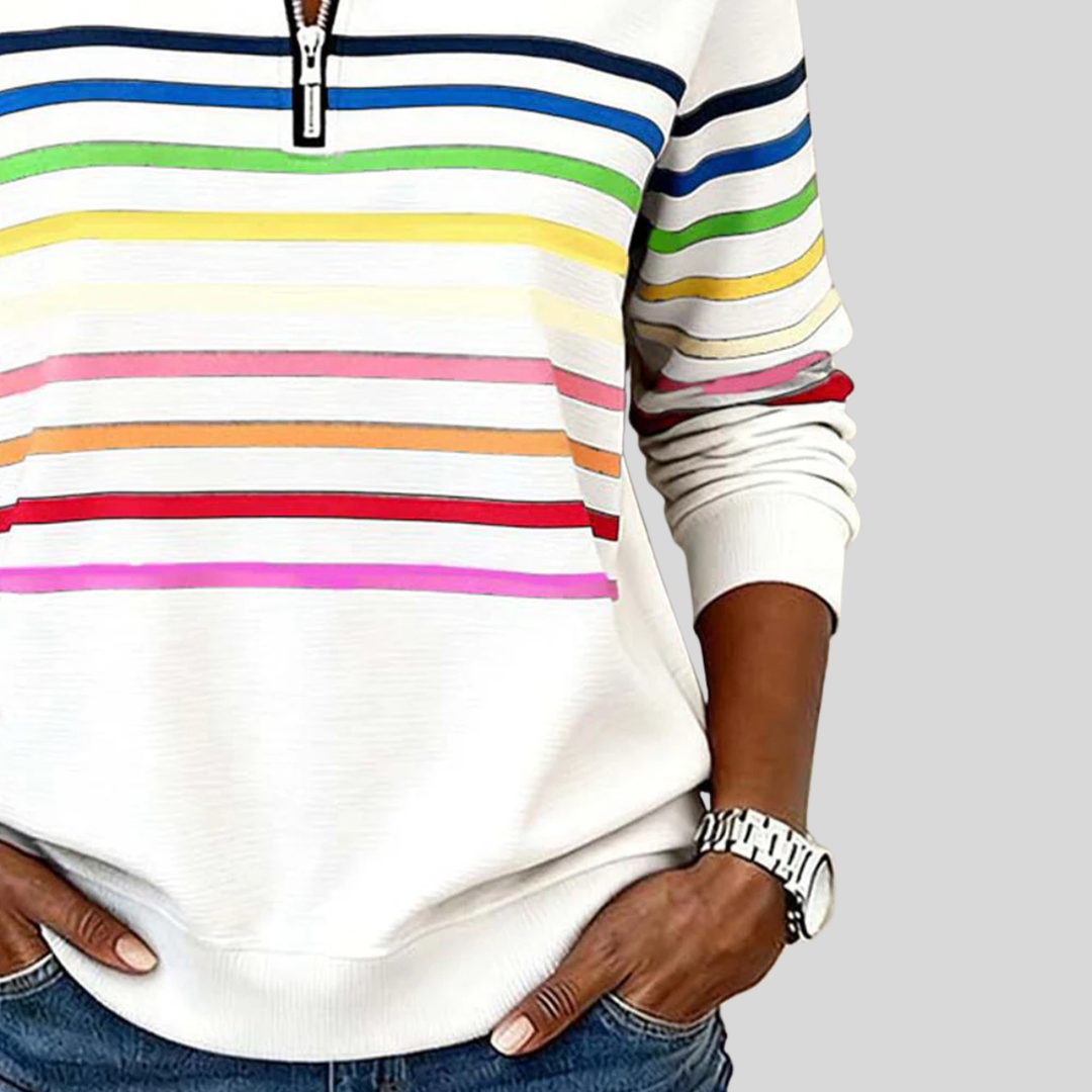Isabelle™ | Sweat-shirt à col zippé coloré à rayures