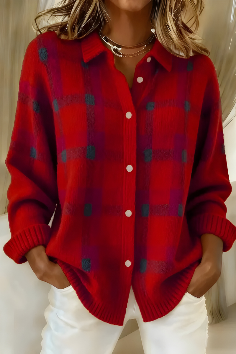 Camille | Cardigan Écossais Boutonné