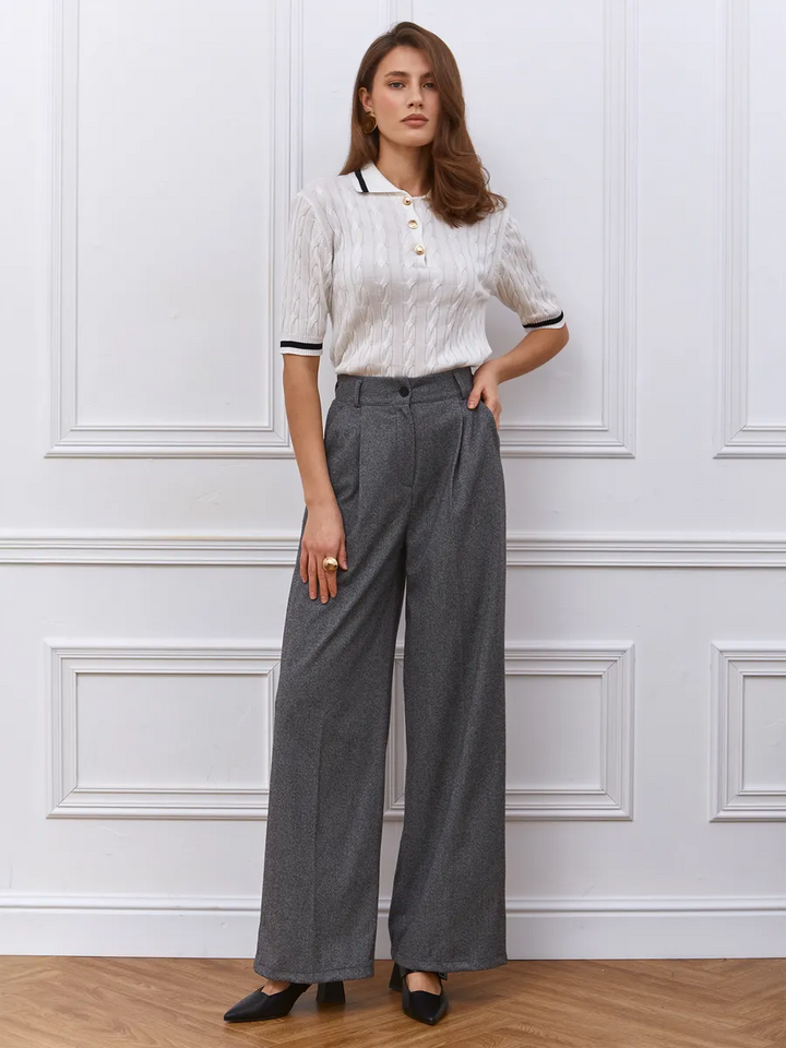 Solène | Pantalon palazzo chaud à chevrons