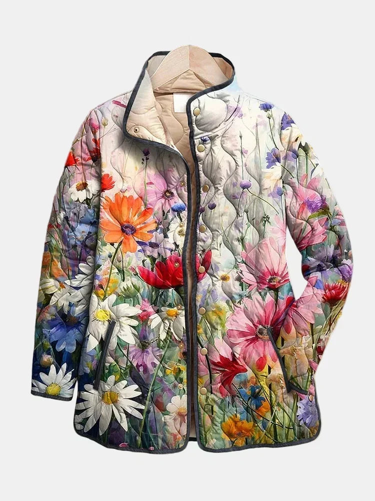 Kaia | Veste Matelassée Vintage avec Imprimé Floral