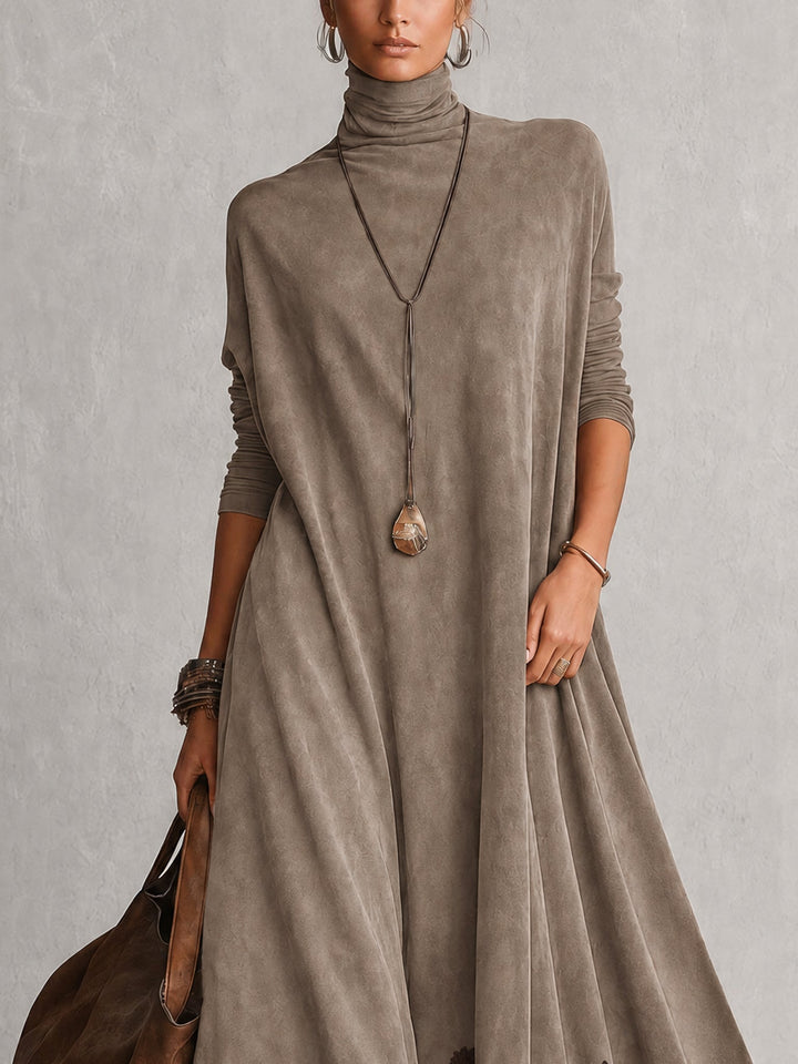 BRUNELLA | Robe Longue Effet Suédé avec Ourlet en Dentelle