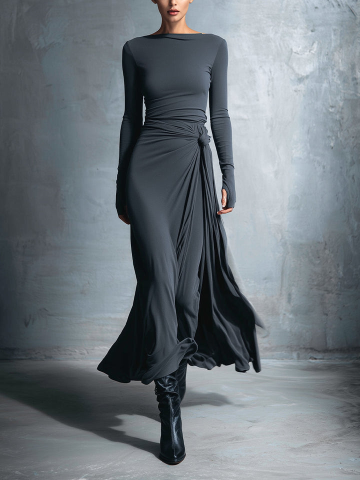Liliana | Robe Maxi Drapée à Nouer sur le Côté