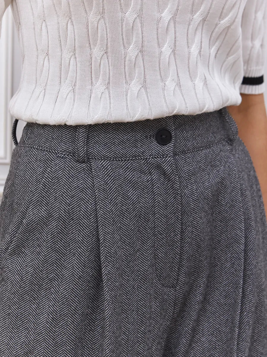 Solène | Pantalon palazzo chaud à chevrons