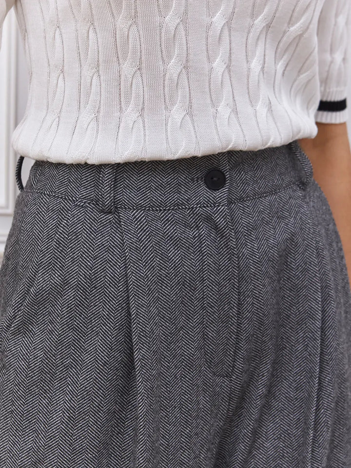 Solène | Pantalon palazzo chaud à chevrons
