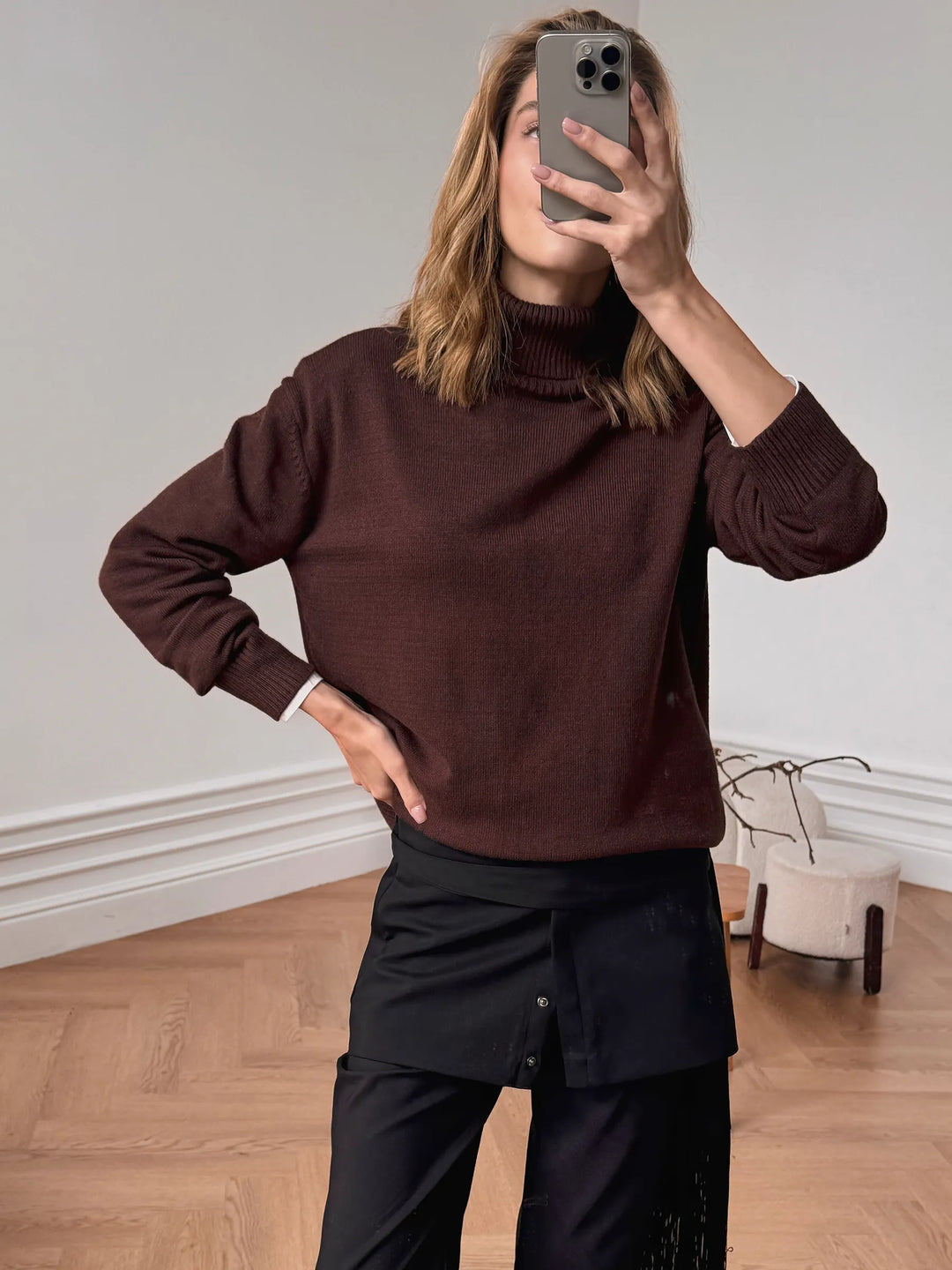 Pull à col roulé oversize chaud